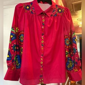 Floral Bright Pink Women's Top. Never worn